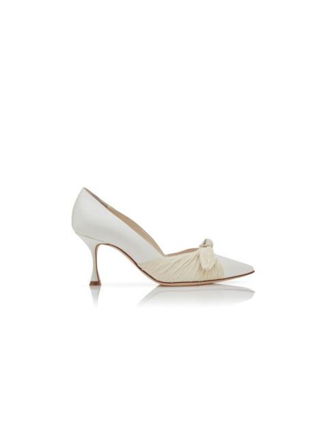 White and Cream Satin Bow Detail Pumps