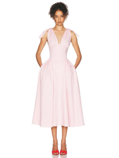 HELSA Fairweather Midi Dress in Stretch Cotton Sateen