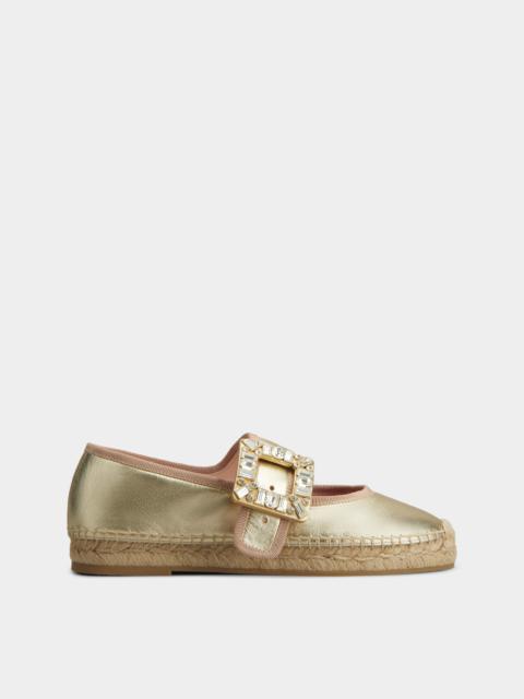 Roger Vivier Strass Buckle Babies Espadrilles in Soft Leather