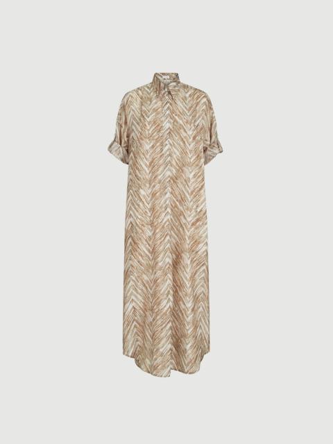 Brunello Cucinelli Silk chevron print pongee dress