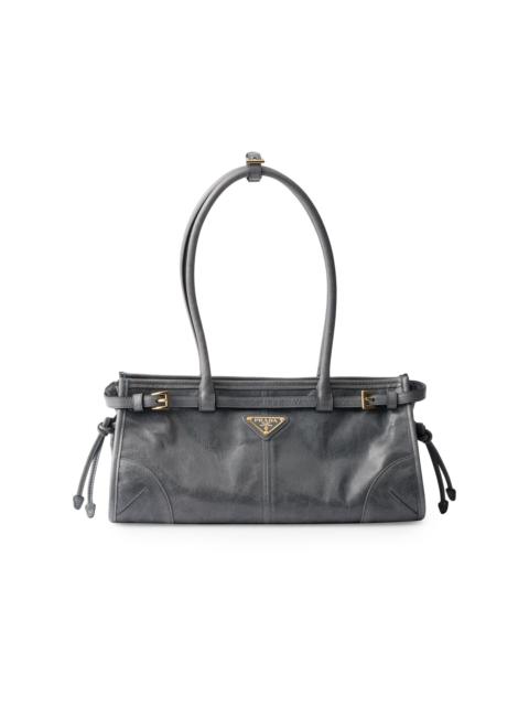 Prada Women's Bonnie Medium Leather Top Handle Bag - Blue Grey