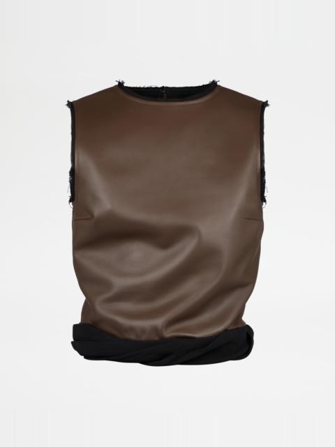 Tod's TOP IN LEATHER - BROWN