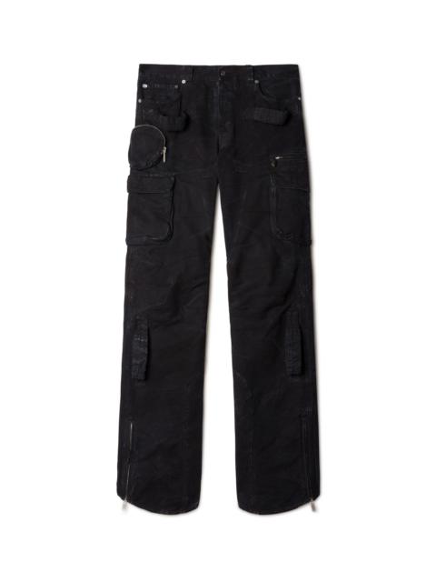 Off-White Garmdyed Canv Round Cargo Pa Black No Co