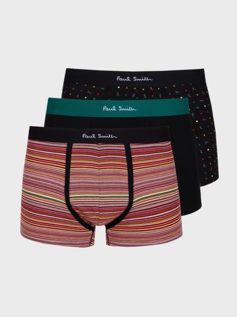 Paul Smith Mixed 'Signature Stripe' and 'PS' Logo Boxer Briefs Three Pack