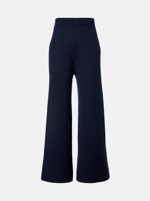 Brunello Cucinelli Ribbed-knit wool and cashmere wide-leg pants