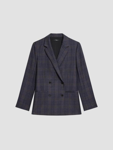 Theory Women's Relaxed Double-Breasted Jacket - Charcoal Multi