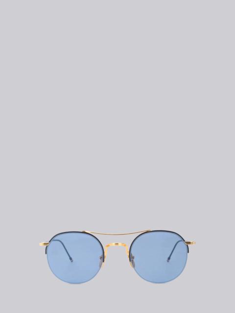 Thom Browne TB903 - Blue and Gold Round Sunglasses