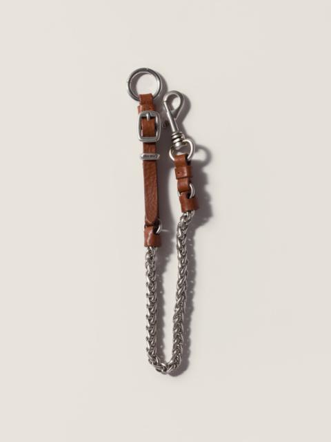 Miu Miu Metal and leather key ring trick