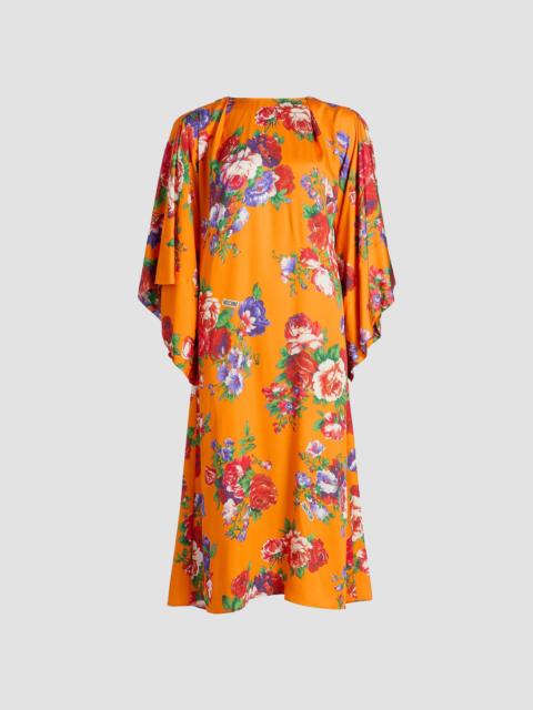 Moschino Women's Floral Jersey Draped Midi-Dress - Multi Orange