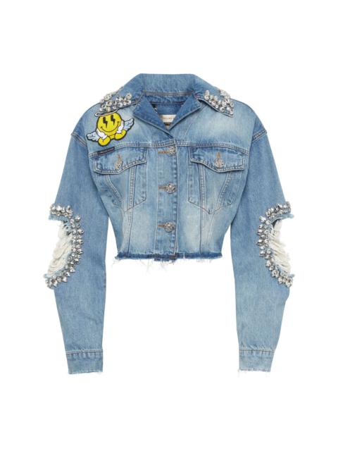 PHILIPP PLEIN denim cropped Smile jacket