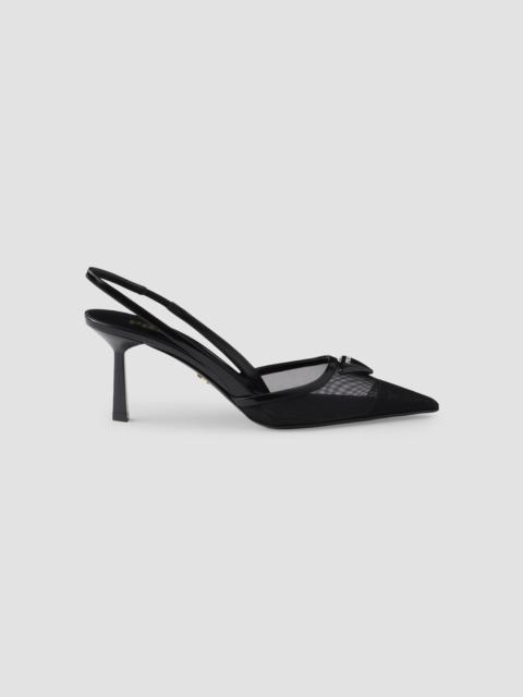 Prada Women's Mesh Fabric Slingback Pumps - Black
