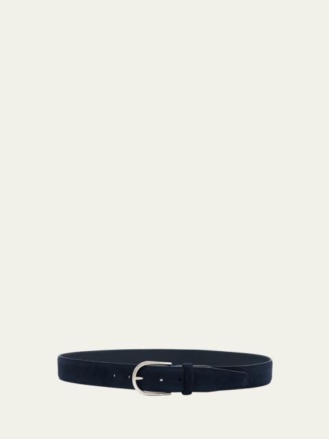 Brioni Men's Suede Round-Buckle Belt