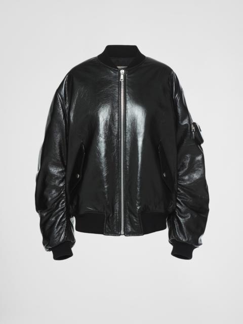 Oversized nappa leather bomber jacket