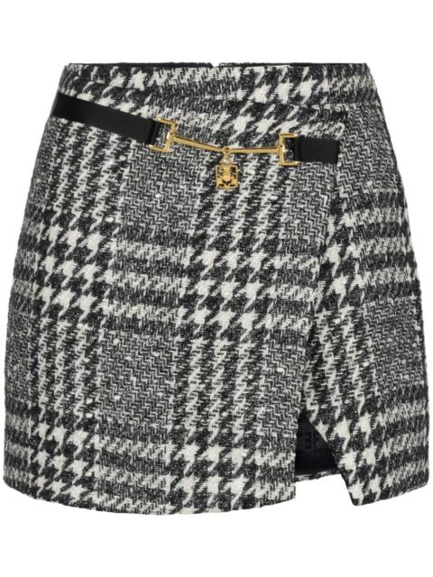 ELISABETTA FRANCHI laminated tweed wraparound skirt