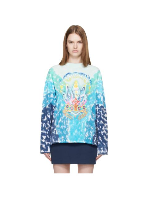 CASABLANCA Blue Surf Lotus Tie Dye Long Sleeve T-shirt