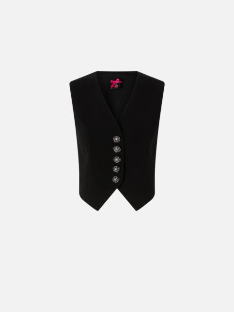 PINKO VEST WITH ROSE JEWEL BUTTONS