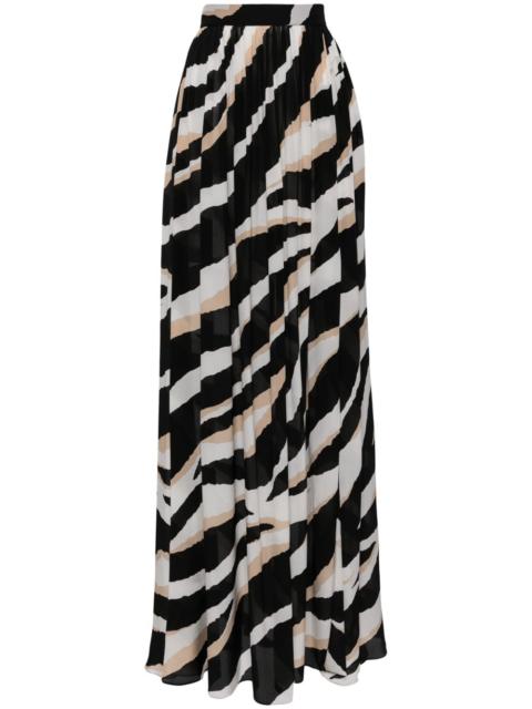 ELIE SAAB zebra-print silk maxi skirt