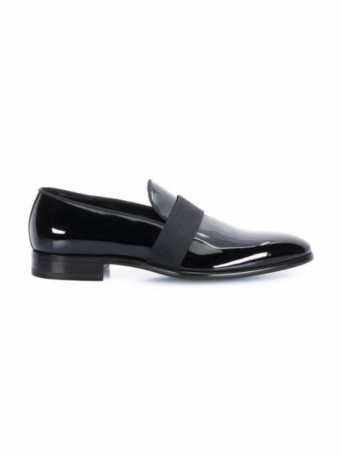 Santoni Men's black patent leather loafer