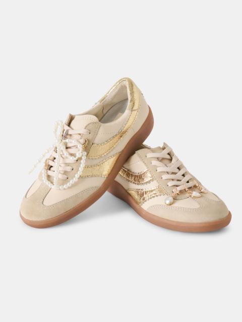 dolce vita MERIT SNEAKERS WHITE GOLD LEATHER + PEARL CHARM BUNDLE