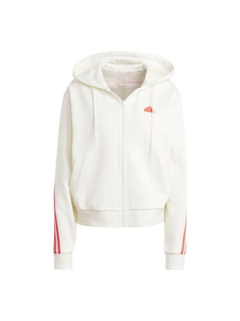 adidas (WMNS) adidas Future Icons 3-Stripes Full Zip Hoodie 'White Bright Red' IS3679