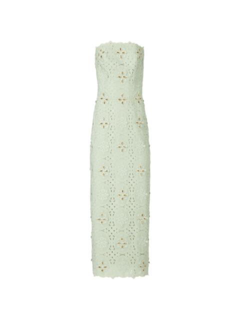 COSTARELLOS Renelle embroidered lace midi dress