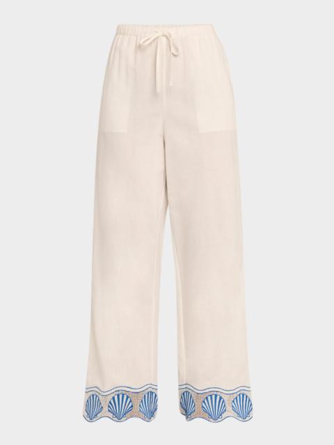 Rails Tildi Embroidered Cotton-Linen Pants