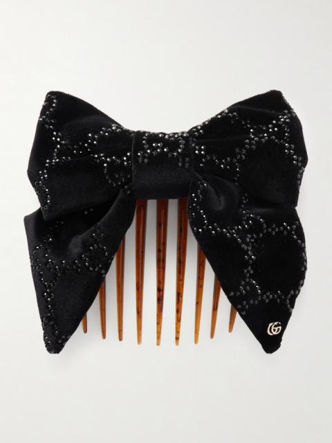 GUCCI Crystal-embellished Cotton-blend Velvet Hair Clip