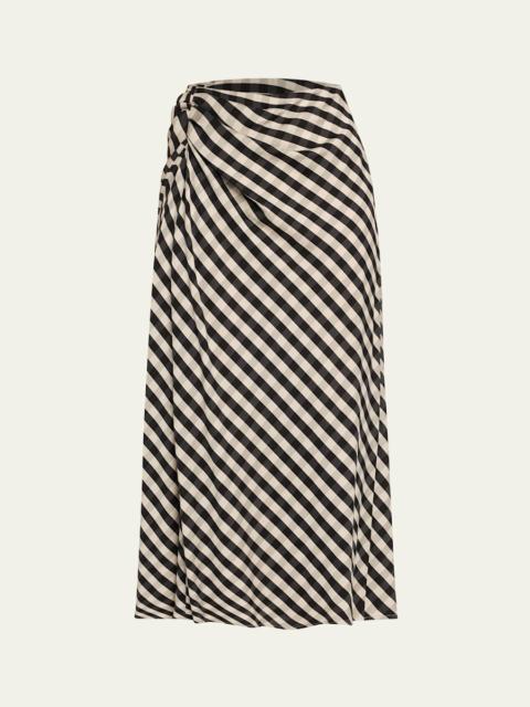 A.L.C. Jean Check Midi Skirt