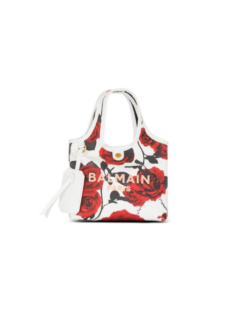 Balmain Canvas B-Army Mini Grocery Bag with a Roses print