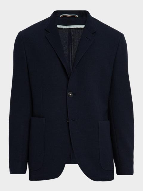 Canali Men's Wool and Cotton Jersey Textured Blazer