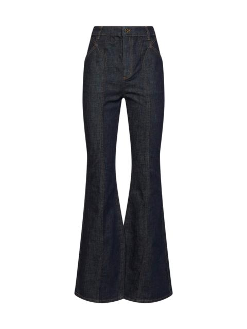 self-portrait Indigo denim high-rise flared jeans