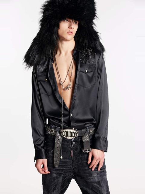 DSQUARED2 EMBELLISHED SATIN SHIRT