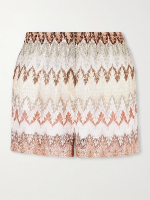 Missoni Striped Metallic Crochet-knit Shorts