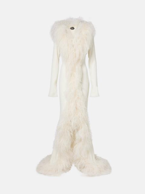 Taller Marmo Bridal Hollywood feather-trimmed gown