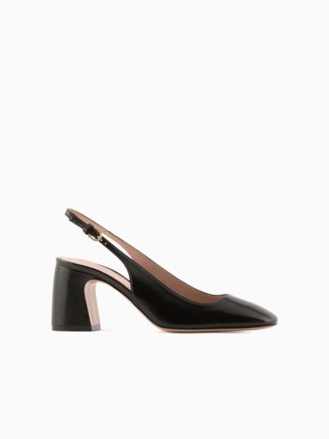 EMPORIO ARMANI Patent leather slingback court shoes