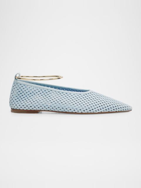 Jil Sander Ring Perforated Suede Ballerina Flats