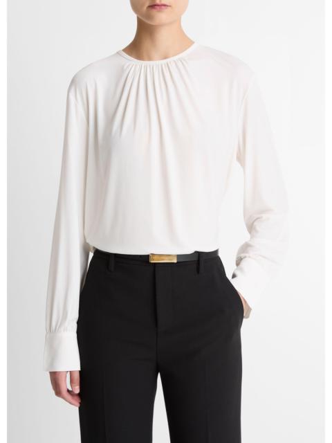 Vince Matte Jersey Gathered Blouse