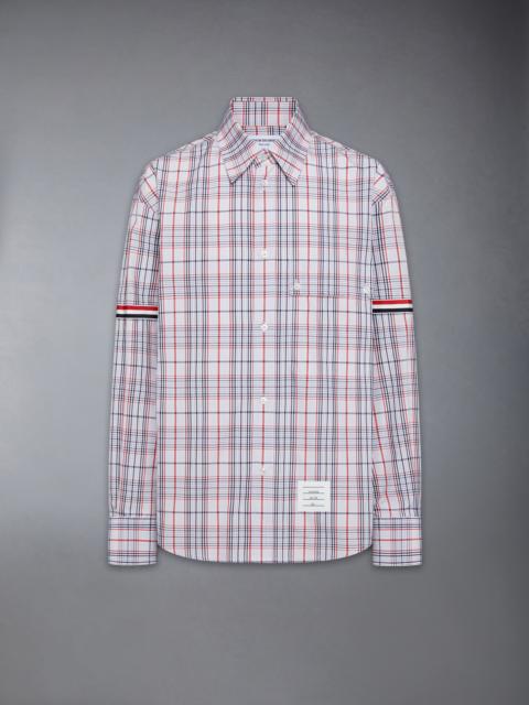 Thom Browne PLAID CHECK POPLIN ARMBAND OVERSIZED SHIRT