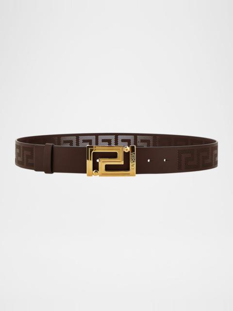 VERSACE Men's Greek Key Leather Belt