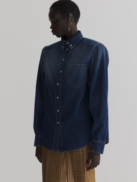 MUGLER washed denim power shirt