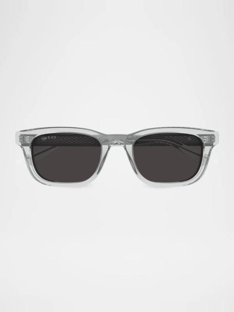 GUCCI Lettering Wirecore Rectangle Sunglasses