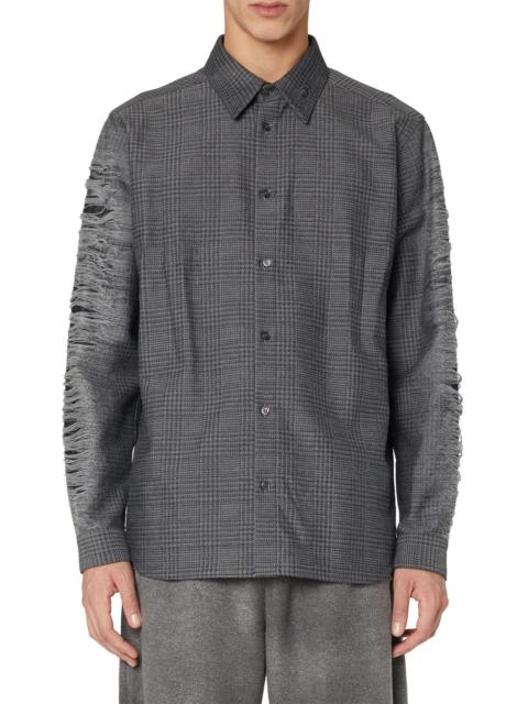 Diesel Men's Olov Distressed Woven Button-Front Shirt - Dark Grey