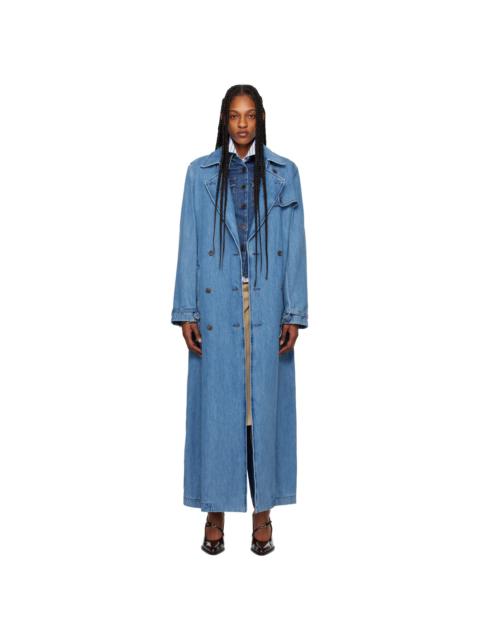 Dries Van Noten Blue Belted Denim Coat