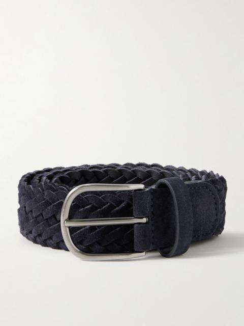 Anderson's 3.5cm Woven Suede Belt Navy
