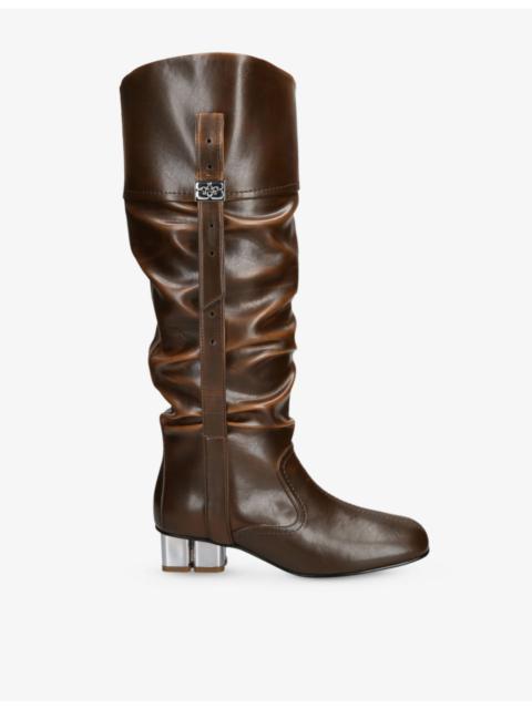 GANNI｜BOOTS (BLACK CRINKLE OLEATEX LACE-UP HIGH BOOTS ( Black Black Crinkle Oleatex Lace-Up High Boots | GANNI US