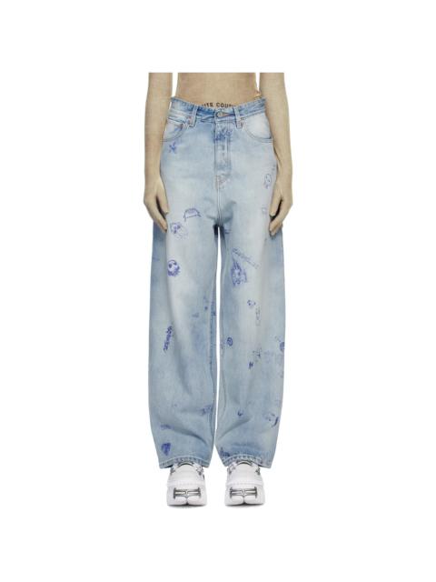 VETEMENTS distressed wide-leg jeans | REVERSIBLE