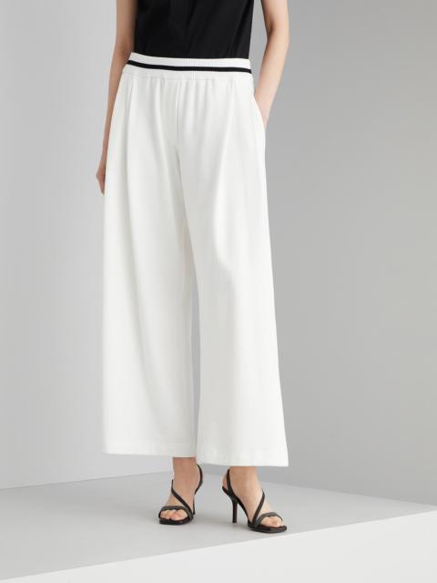 Cotton smooth French terry cropped baggy trousers