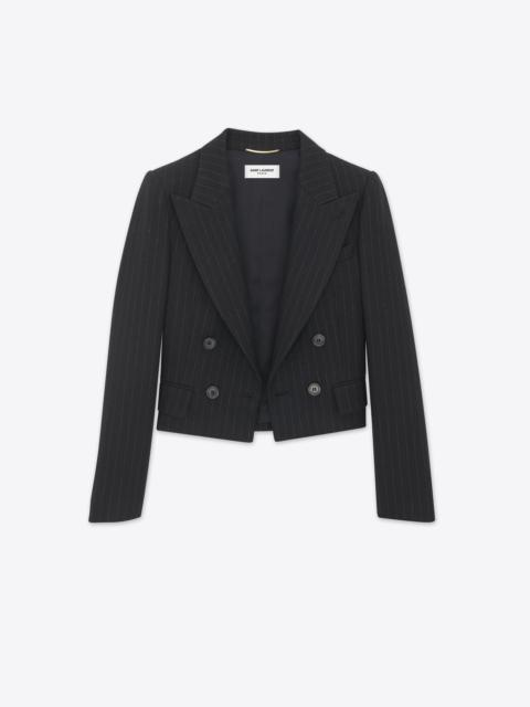 SAINT LAURENT cropped jacket in striped wool
