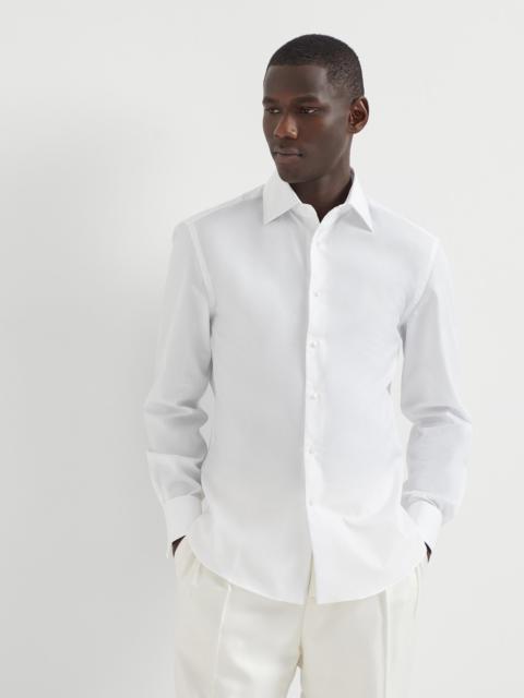 Brunello Cucinelli Sea Island cotton twill slim fit tuxedo shirt with spread collar
