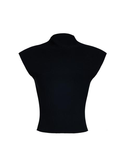 A.W.A.K.E. MODE Knitted Sleeveless Mock Neck Top black